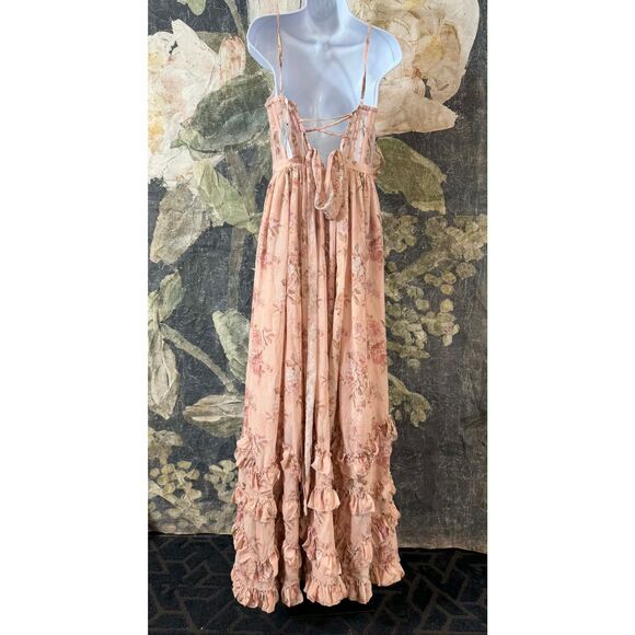 NWT Anthropologie V. Chapman Carmen Corset Front-Slit Ruffled Gown Size 0 - Picture 6 of 9